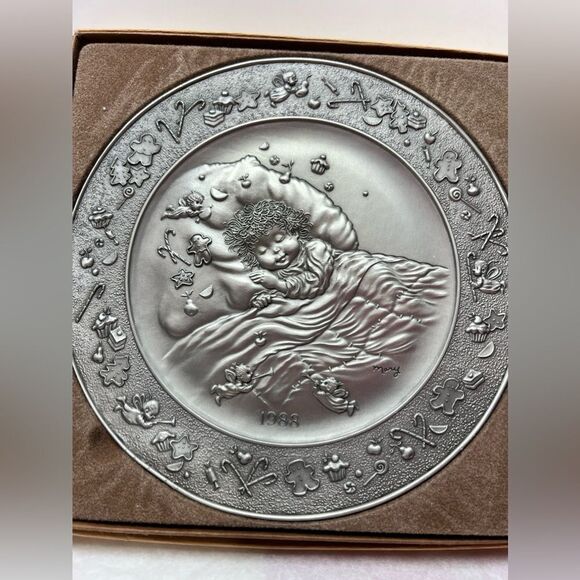 Vintage 1988 Hallmark Visions of Sugarplums Pewter Plate Ltd  Edition in Box 6" - Picture 2 of 8